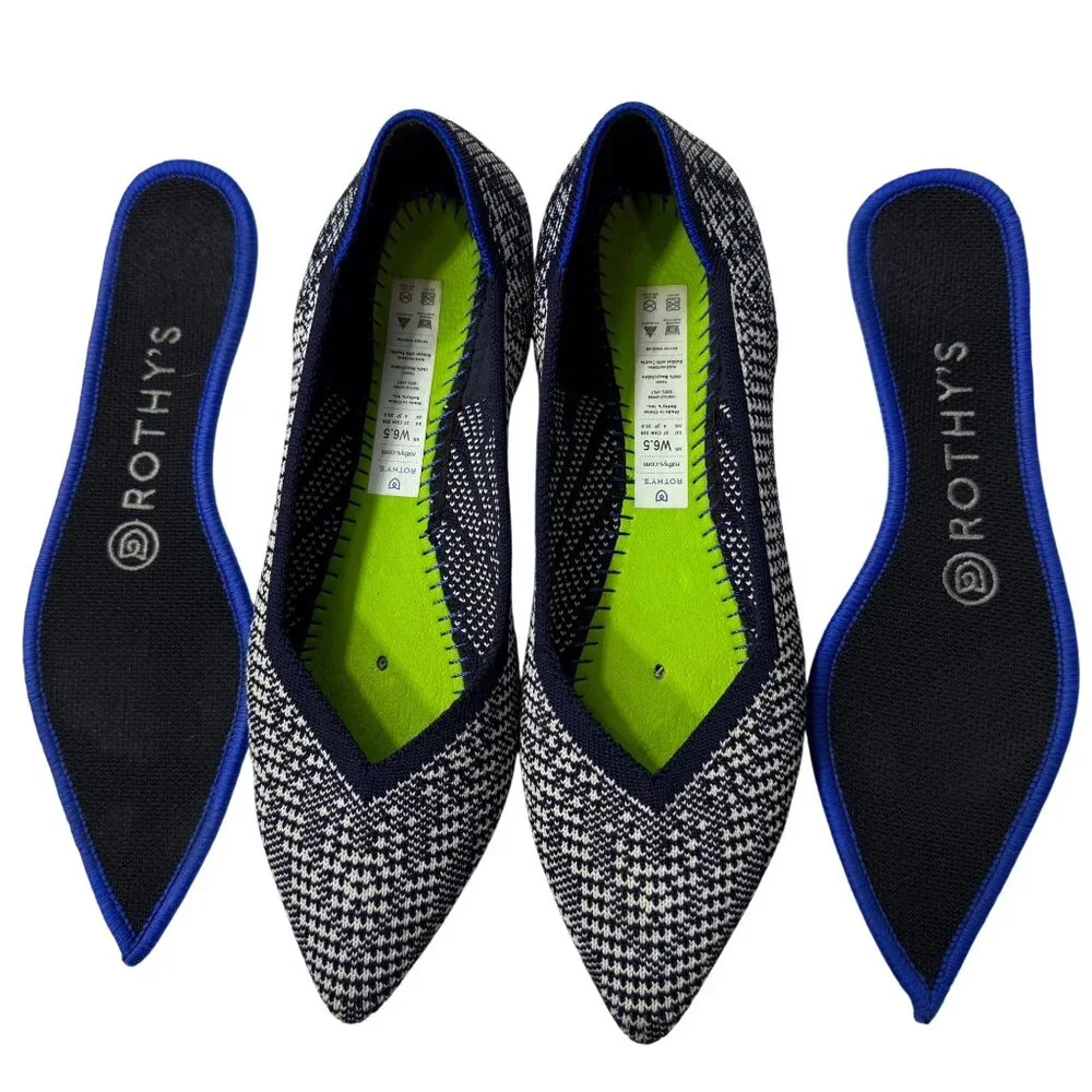 Rothy’s The Point Navy‎ Houndstooth Womens 6.5